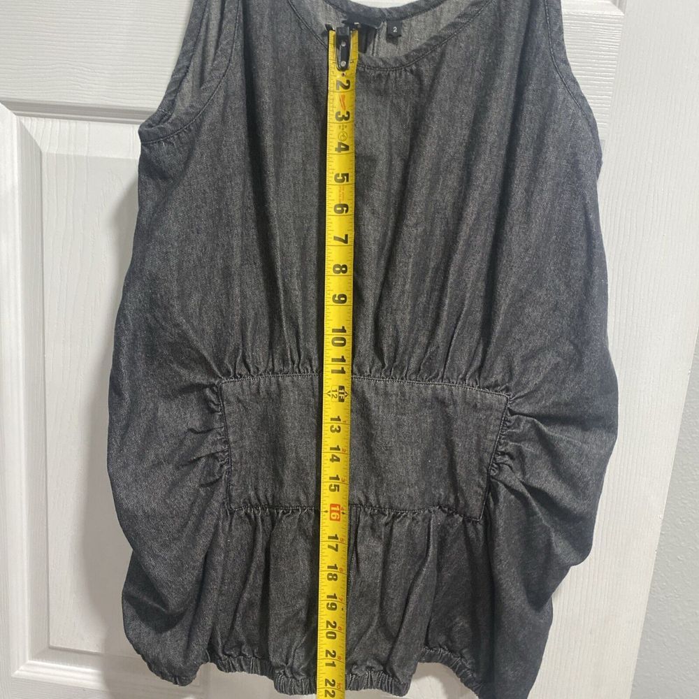 Hebbeding Boho Oversized charcoal Blouse Women's Tank Size 2‎ runway Lagenlook - Picture 5 of 10